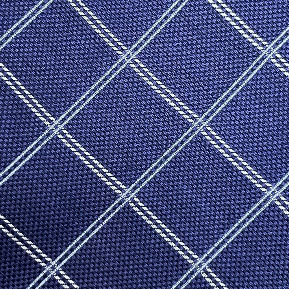 Brooks Brothers Makers Blue White‎ Windowpane Silk Tie Preppy Old Money